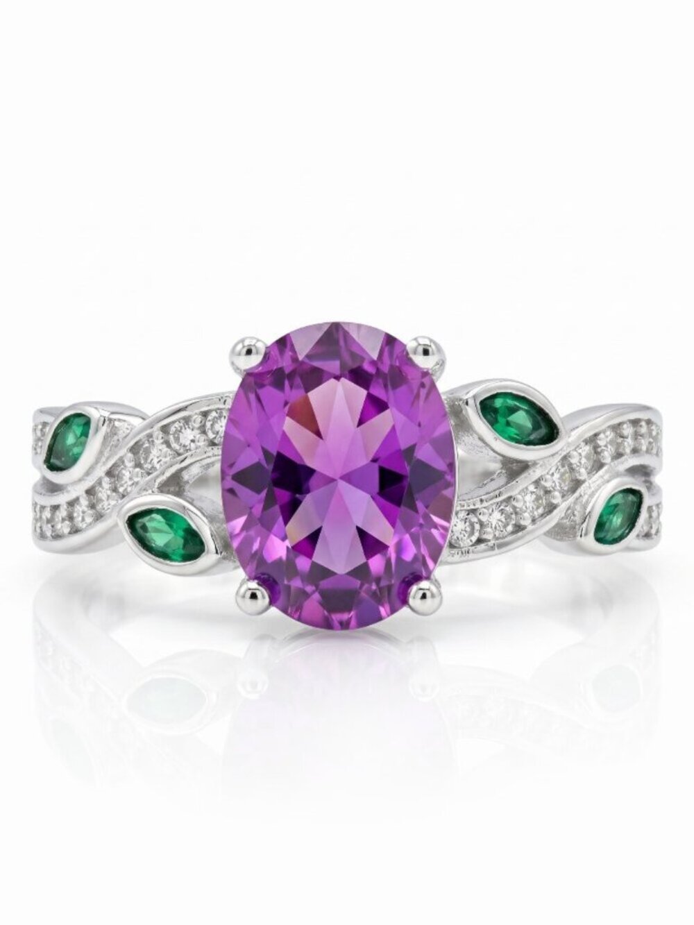Purple Amethyst Gemstone Ring, 925 Sterling Silver Charmed Aroma